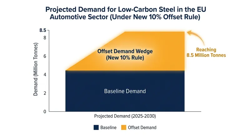 The 10% offset rule creates a guaranteed market for European green steel producers.