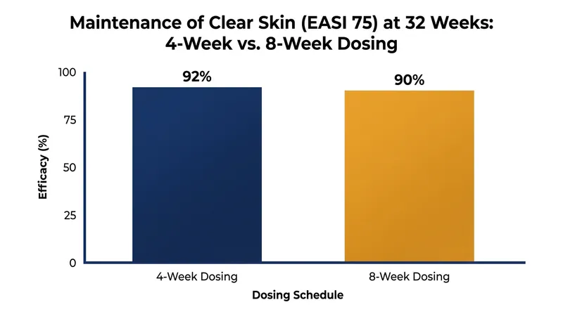 Clinical data from the ADjoin extension study showed the eight-week interval maintained disease control as effectively as the four-week schedule.