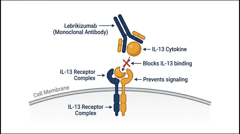 Ebglyss works by binding to and neutralizing Interleukin-13 (IL-13), a key driver of eczema inflammation.