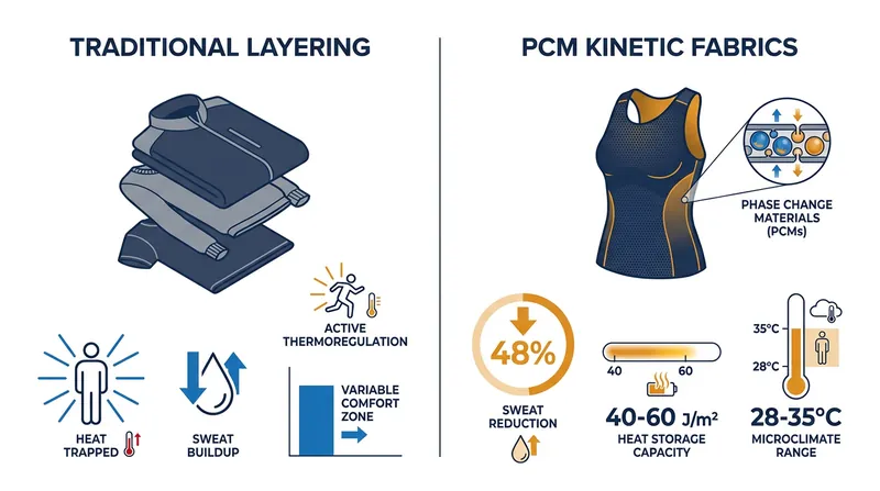 How phase-change materials quantify thermal regulation compared to traditional static fabrics.