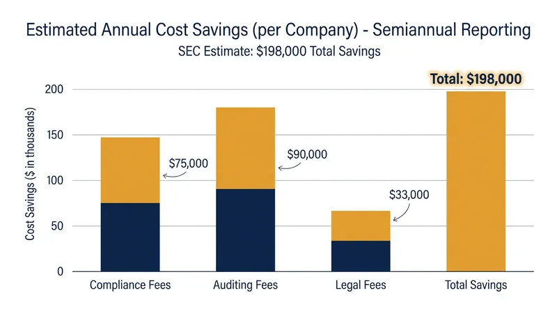 The SEC estimates that dropping two quarterly reports could save an average public company nearly $200,000 annually.