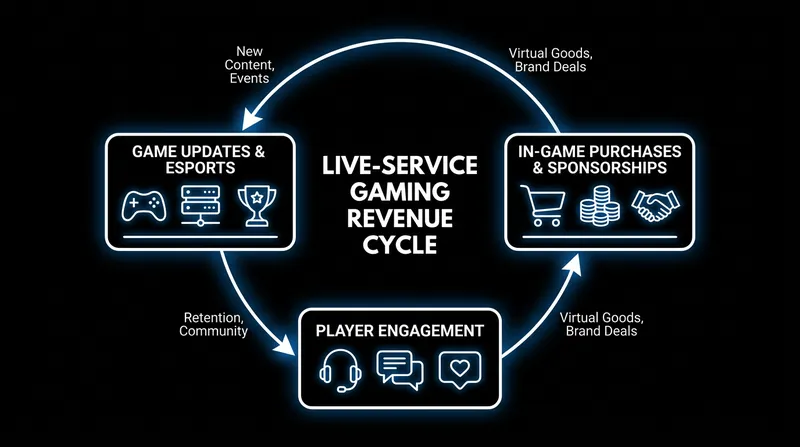 The live-service revenue engine relies on continuous updates to drive in-game purchases.