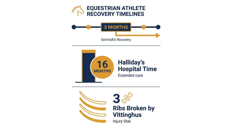 Recovery timelines for the summer's most notable equestrian injuries.