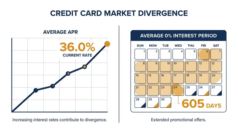 The credit card market has fractured, with inactive borrowers paying record rates while switchers enjoy multi-year interest-free periods.