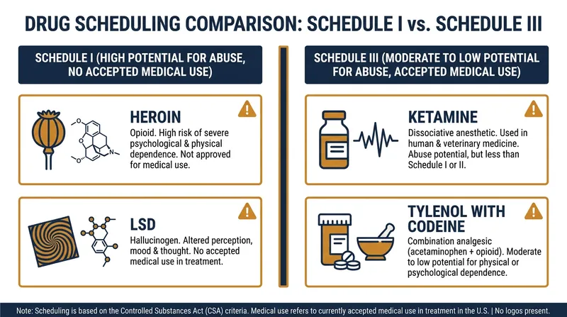How the Controlled Substances Act categorizes drugs based on medical use and abuse potential.