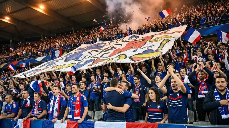 French supporters displayed banners of solidarity for manager Didier Deschamps during the match.