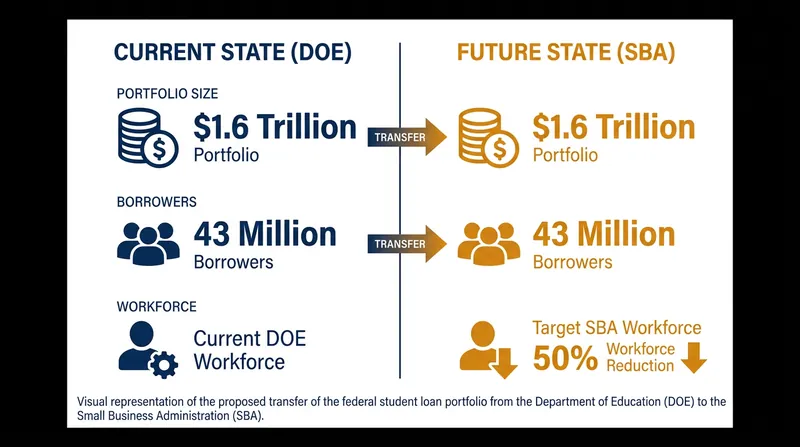 The scale of the federal student aid portfolio transferring to the Small Business Administration.