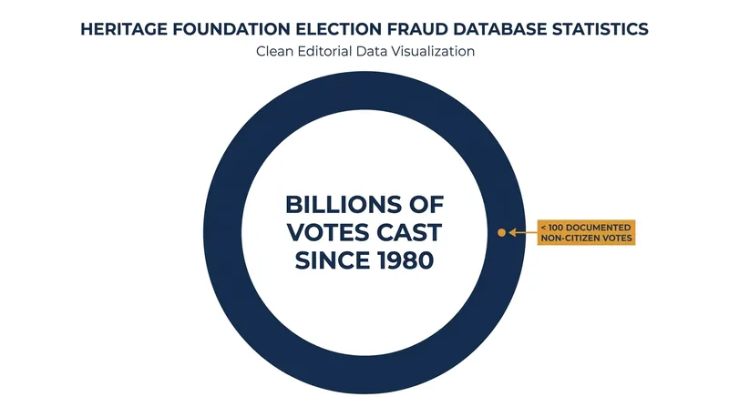 Data from the conservative Heritage Foundation shows fewer than 100 cases of non-citizen voting over four decades.