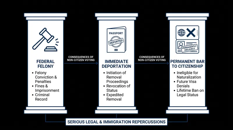 The severe legal and immigration penalties serve as a highly effective deterrent against non-citizen voting.