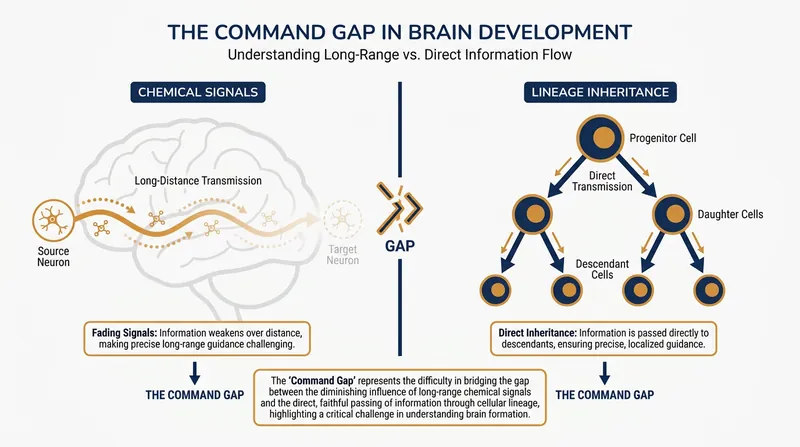 As the brain expands, chemical signals weaken over distance, creating a scaling problem that cellular lineage helps solve.