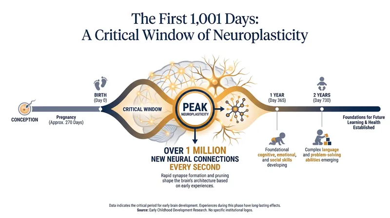 The first two years of life represent an unrepeatable window of rapid brain architecture formation.