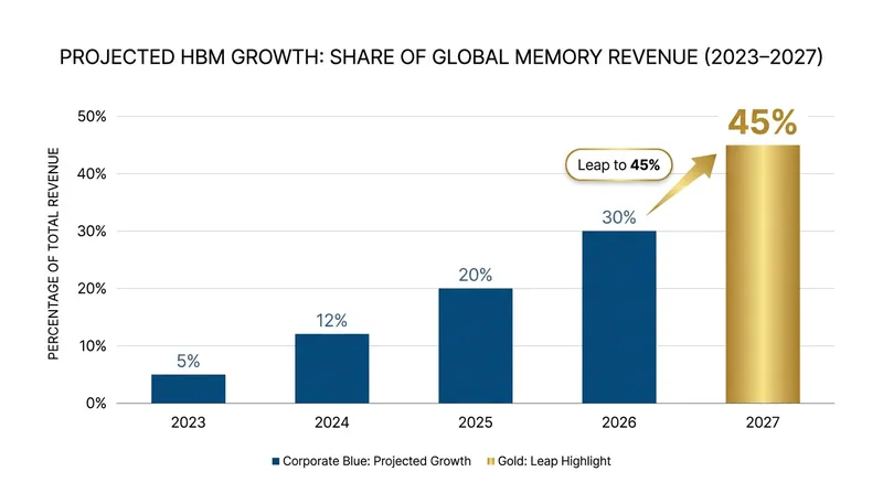 High-Bandwidth Memory is rapidly consuming a larger share of the global semiconductor market.