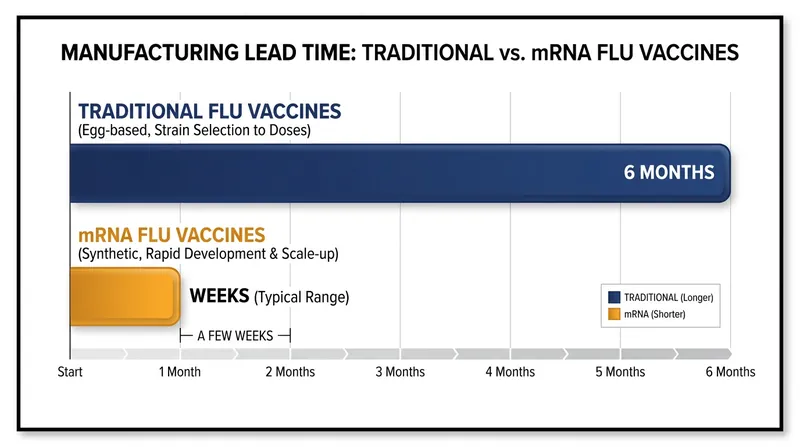 The rapid manufacturing cycle of mRNA vaccines allows health officials to select target strains much closer to the start of flu season.