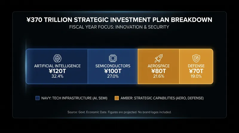 Takaichi's proposed 14-year investment framework targets critical technologies and supply chain resilience.