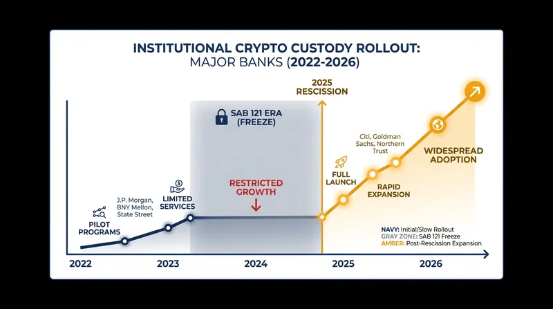 Institutional custody rollouts accelerated rapidly following the SEC's accounting pivot.