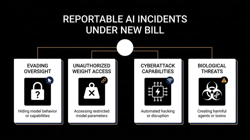 The AI Incident Reporting Act outlines specific behavioral and security triggers that mandate federal disclosure.