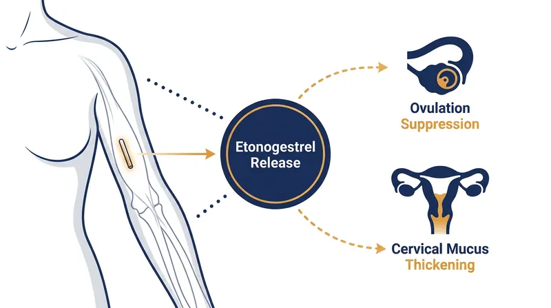 How the etonogestrel implant works to prevent pregnancy continuously.