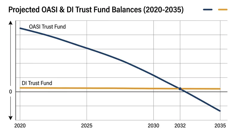 The Old-Age and Survivors Insurance (OASI) Trust Fund is projected to reach zero in the fourth quarter of 2032.