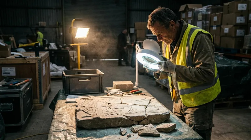 Conservation experts must wait for secure access before conducting systematic damage assessments on affected artifacts.