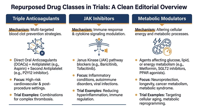 Existing drug classes being tested to reverse Long COVID pathology.