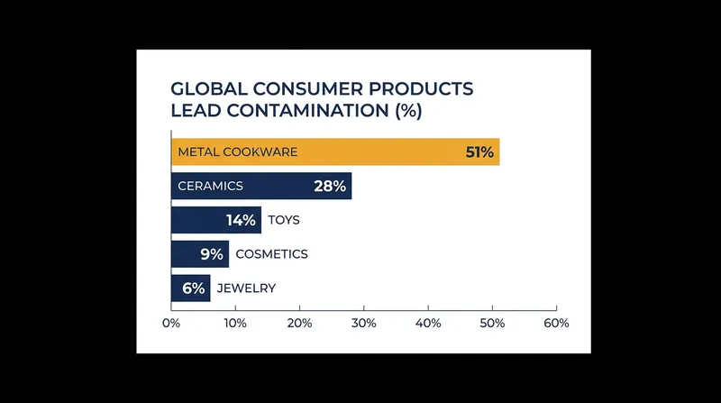 Pure Earth's global testing revealed that 51% of sampled metal cookware exceeded safe lead thresholds.
