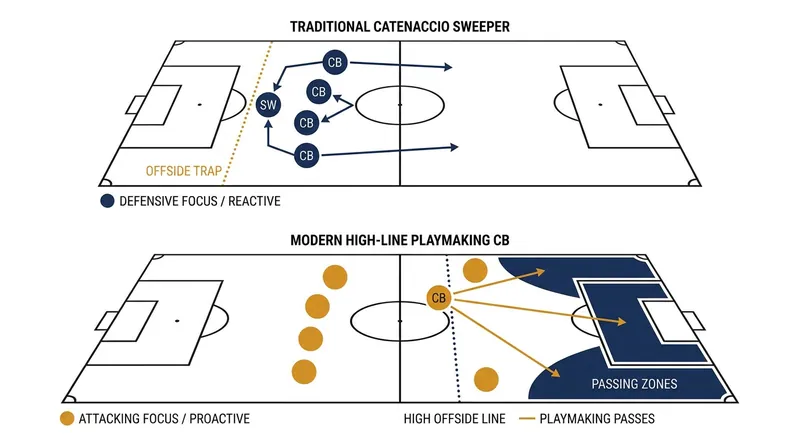The tactical shift: from a deep safety net to a high-line attacking foundation.