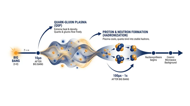 The quark-gluon plasma existed for only a fraction of a second before the universe cooled.
