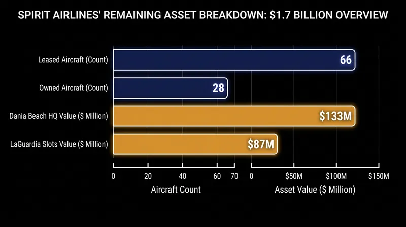 A breakdown of the most valuable physical and intangible assets currently being auctioned by the Spirit Airlines bankruptcy estate.