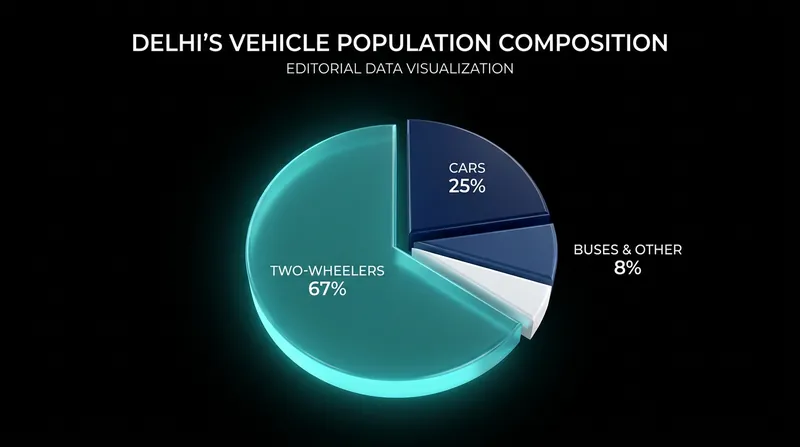 Two-wheelers account for more than two-thirds of all vehicles on Delhi's roads.