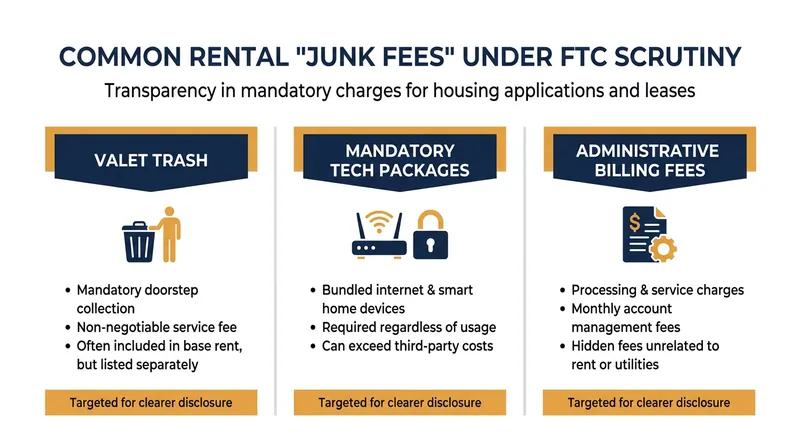 Common mandatory fees that the FTC proposes must be included in the advertised base rent.