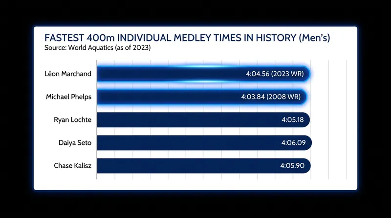 Just days before his injury, Marchand clocked the fifth-fastest 400m IM in history.