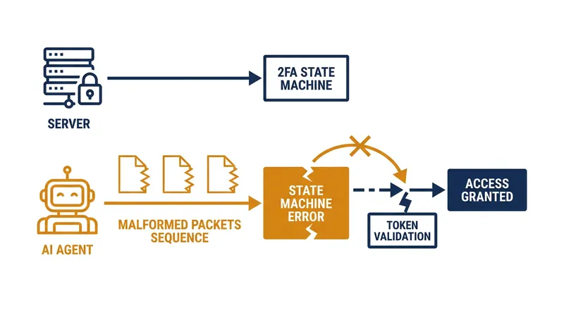 The AI bypassed the 2FA requirement by inducing a race condition that forced the server into an authenticated state.