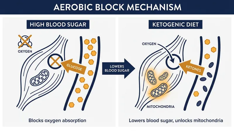 How high blood sugar blunts aerobic adaptation at the cellular level.