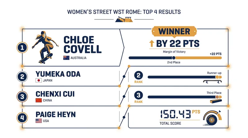 The top of the Women's Street leaderboard following the first LA28 qualifier.