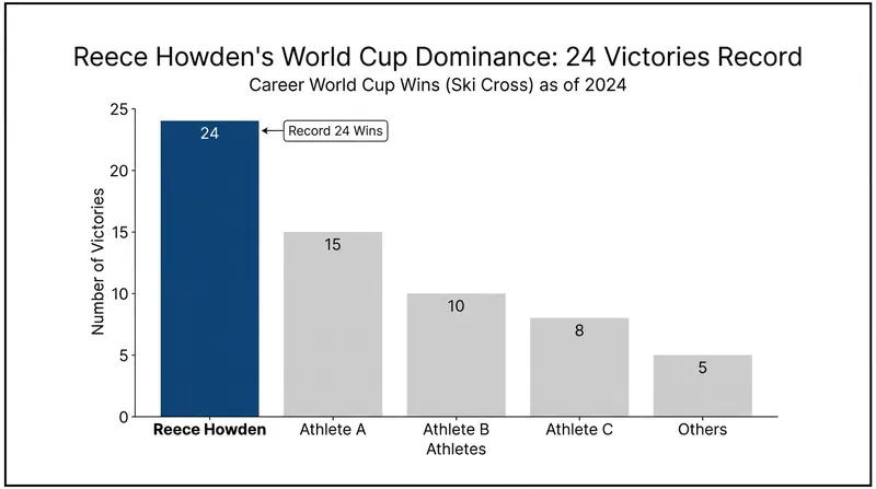 Reece Howden's 24 World Cup victories stand as an all-time men's ski cross record.