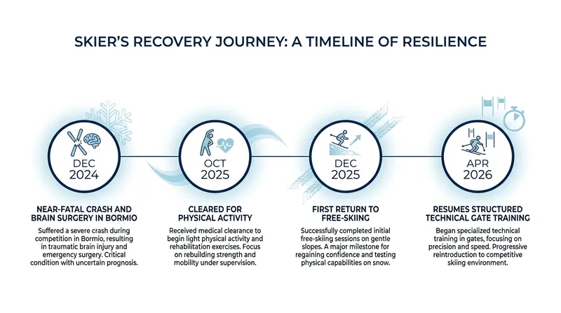 Sarrazin's methodical 18-month progression from emergency surgery to technical gate training.