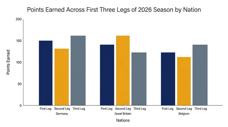 A breakdown of how the top three nations have accumulated their points so far this season.