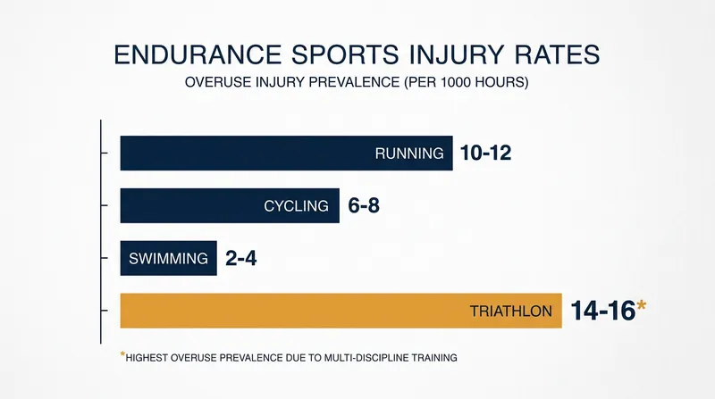 Research shows overuse injuries affect up to 91% of triathletes during their careers.