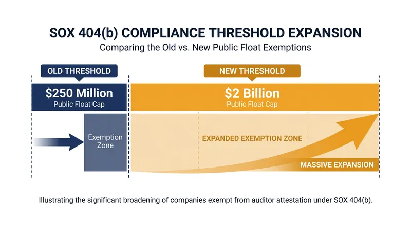 The new $2 billion threshold drastically expands the number of companies exempt from external attestation.