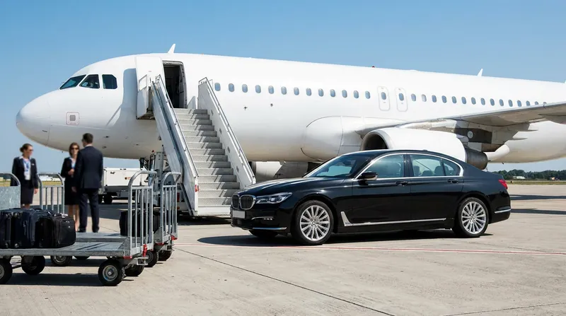Guests are driven directly to their commercial aircraft in luxury vehicles, eliminating the need to walk through public concourses.