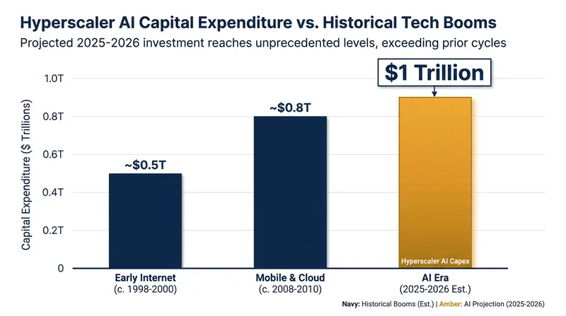 Hyperscaler AI commitments are outpacing historical infrastructure booms.