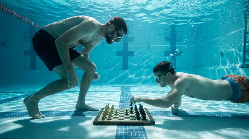 Michał Mazurkiewicz discovered Diving Chess while using swimming to rehabilitate a severe back injury.