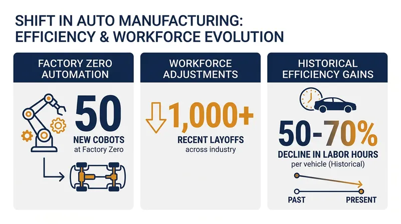 The rapid deployment of robotics has drastically reduced the labor hours required to assemble a vehicle.
