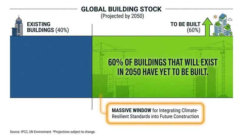 With the majority of 2050's infrastructure yet to be built, urban planners have an unprecedented window to mandate climate resilience.