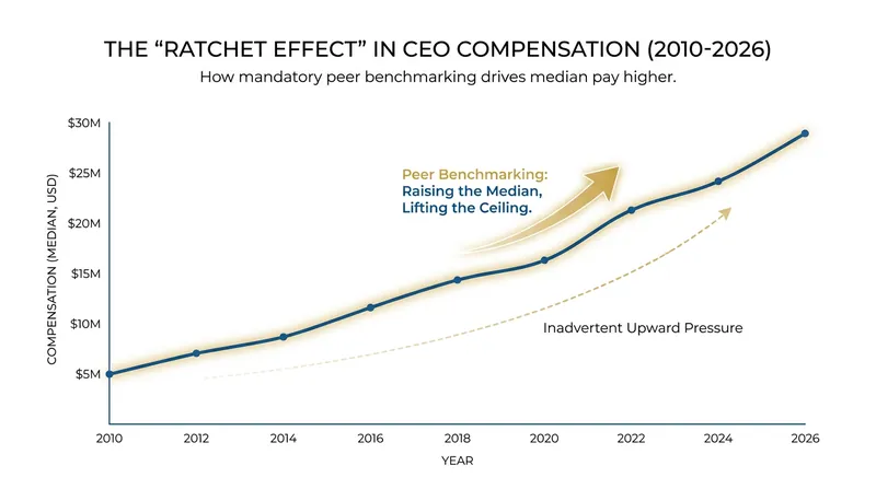 Some researchers argue that mandatory pay disclosures have inadvertently fueled a steady rise in executive compensation through peer benchmarking.