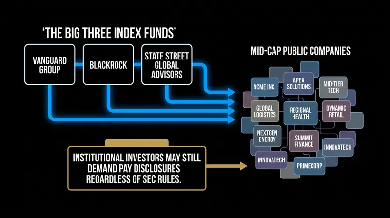 Even if the SEC rolls back regulations, massive index funds hold enough voting power to enforce their own disclosure requirements.