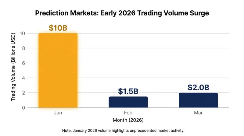 Prediction markets like Kalshi have seen trading volumes explode, driven heavily by sports and esports event contracts.
