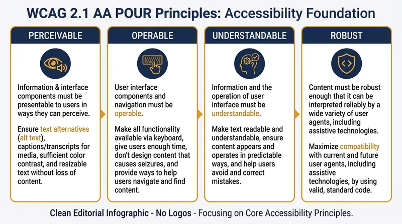 The four core principles of the WCAG 2.1 AA accessibility standard.