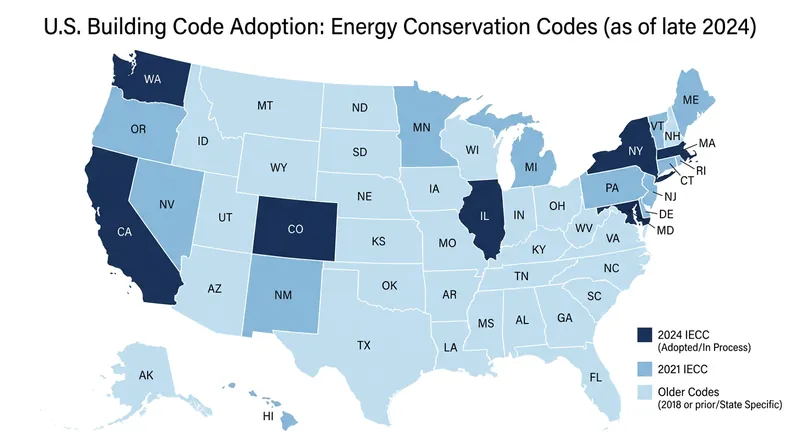 The IECC is a model code, meaning its requirements only take effect when adopted by individual states or municipalities.