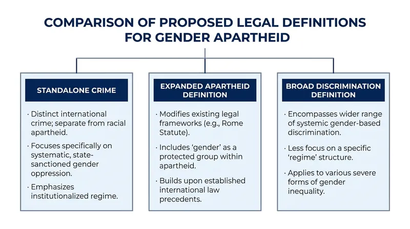 Legal scholars have proposed three distinct pathways for codifying gender apartheid in the new treaty.